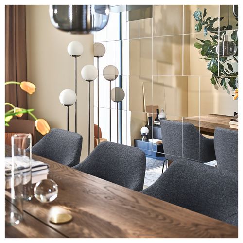 IKEA - MÖRBYLANGA/TOSSBERG, yemek masası takımı, meşe kaplama kahverengi-gunnared koyu gri, 6 sandalyeli