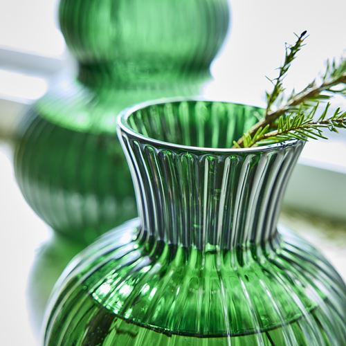 IKEA - VINTERFINT, glass vase, green, 13 cm