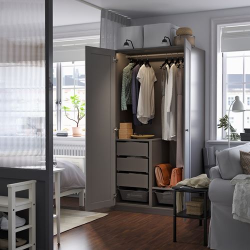 IKEA - PAX/GULLABERG, PAX wardrobe, dark grey/grey, 100x60x201 cm