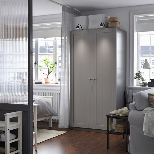 IKEA - PAX/GULLABERG, PAX wardrobe, dark grey/grey, 100x60x201 cm