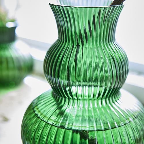 IKEA - VINTERFINT, glass vase, green, 21 cm