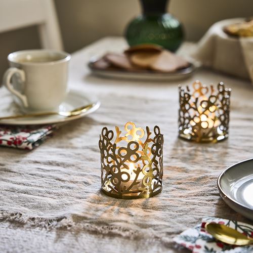 IKEA - VINTERFINT, tealight mumluk, altın rengi, 7 cm