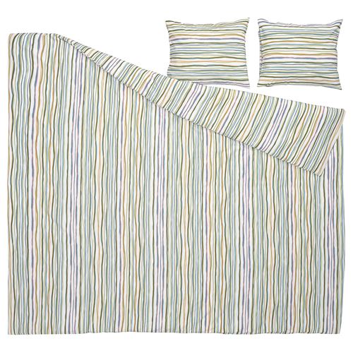 IKEA - SUMPGRÖE, çift kişilik nevresim seti, çok renkli, 240x220/50x60 cm