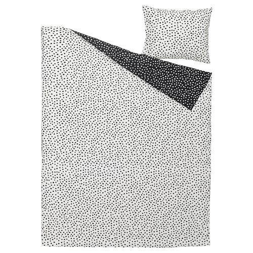 IKEA - BJÖRKGRAMAL, tek kişilik nevresim seti, siyah-beyaz, 150x200/50x60 cm