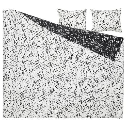 IKEA - BJÖRKGRAMAL, çift kişilik nevresim seti, siyah-beyaz, 240x220/50x60 cm