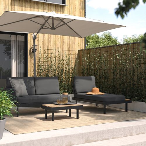 IKEA - REVSKAR, bahçe oturma grubu, antrasit