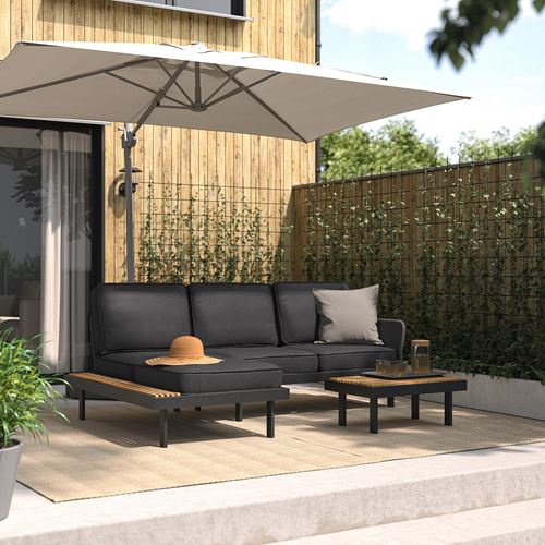 IKEA - REVSKAR, bahçe oturma grubu, antrasit