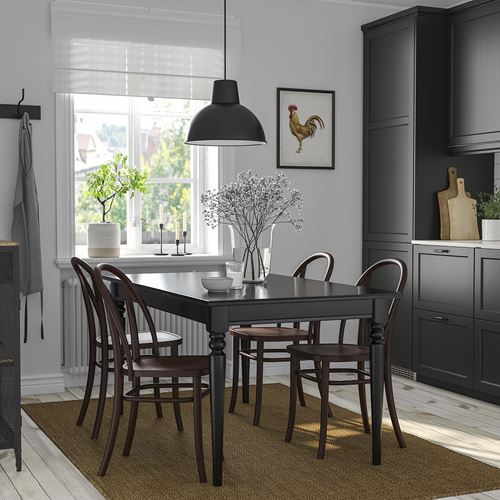 IKEA - INGATORP/SKOGSBO, yemek masası takımı, siyah-koyu kahve, 4 sandalyeli