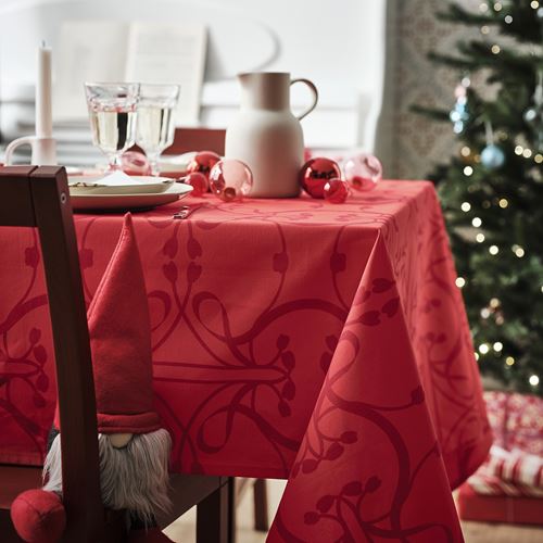 IKEA - VINTERFINT, tablecloth, red/patterned, 145x320 cm