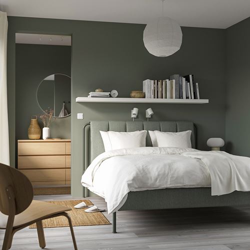 IKEA - TALLASEN, double bed, grey-green, 160x200 cm