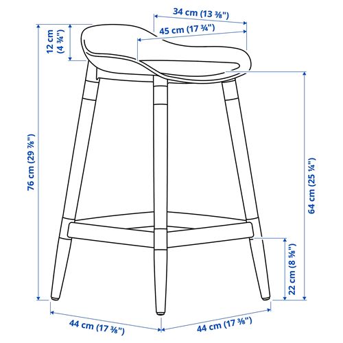 IKEA - GRÖNSTA, bar stool, grey-turquoise, 64 cm