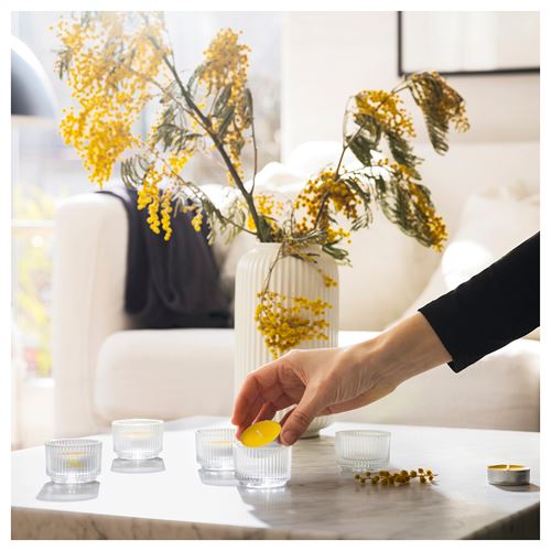 IKEA - SVARTOXBAR, kokulu tealight mum, sarı, 3.5 saat