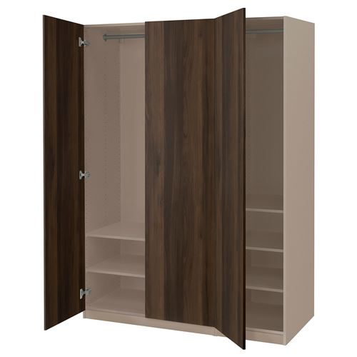 IKEA - PAX/STORKLINTA, PAX wardrobe, grey-beige-dark brown stained oak effect, 150x60x201 cm