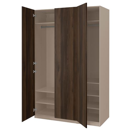 IKEA - PAX/STORKLINTA, PAX wardrobe, grey-beige-dark brown stained oak effect, 150x60x236 cm