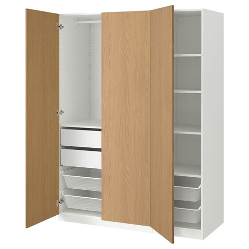 IKEA - PAX/STORKLINTA, PAX wardrobe, white-oak look, 150x60x201 cm