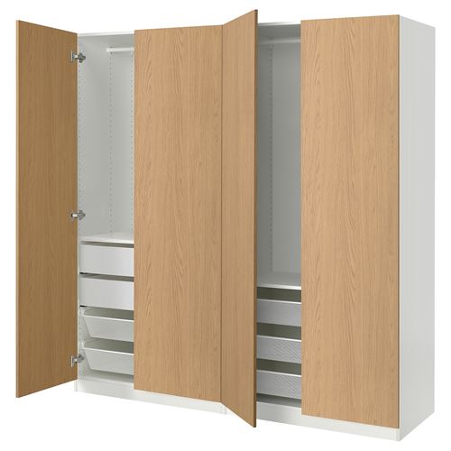 IKEA - PAX/STORKLINTA, PAX wardrobe, white-oak look, 200x66x201 cm