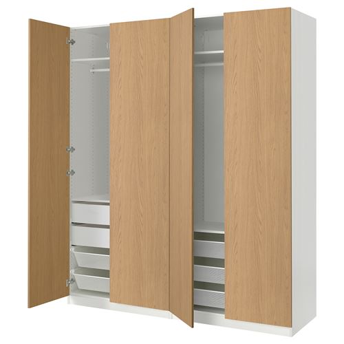 IKEA - PAX/STORKLINTA, PAX wardrobe, white-oak look, 200x66x236 cm