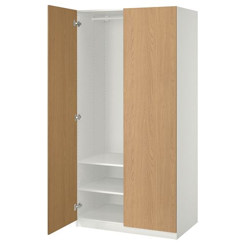 IKEA - PAX/STORKLINTA, PAX wardrobe, white-oak look, 100x60x201 cm