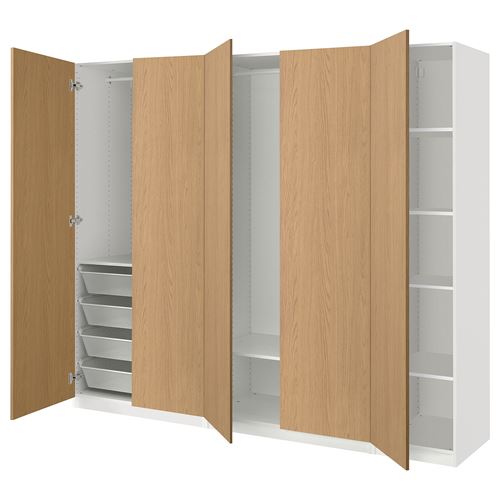 IKEA - PAX/STORKLINTA, PAX wardrobe, white-oak look, 250x60x201 cm