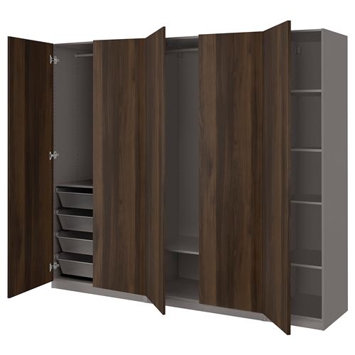 IKEA - PAX/STORKLINTA, PAX wardrobe, dark grey-dark brown stained oak effect, 250x60x201 cm