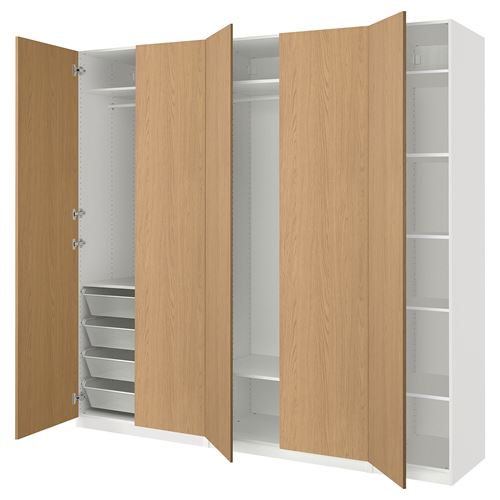 IKEA - PAX/STORKLINTA, PAX wardrobe, white-oak look, 250x60x236 cm