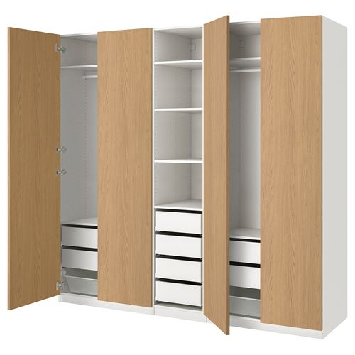 IKEA - PAX/STORKLINTA, PAX wardrobe, white-oak look, 250x58x236 cm