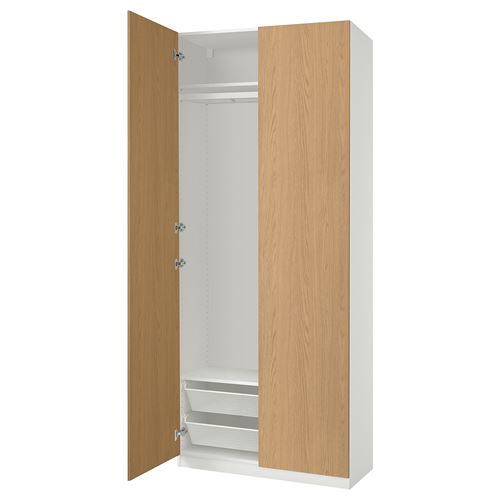 IKEA - PAX/STORKLINTA, PAX wardrobe, white-oak look, 100x38x236 cm