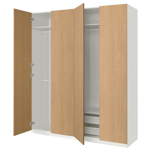 IKEA - PAX/STORKLINTA, PAX wardrobe, white-oak look, 200x60x236 cm