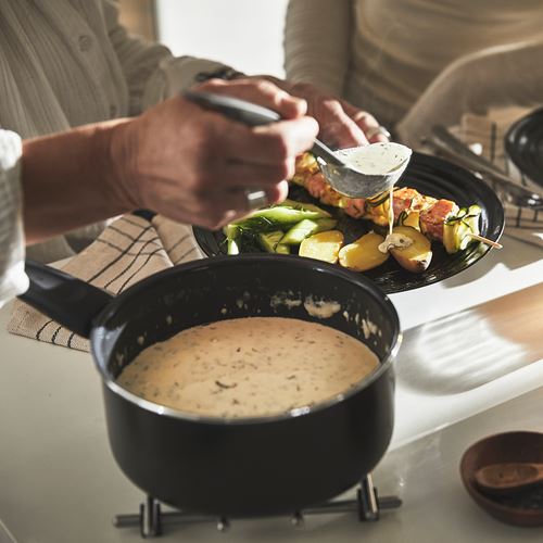 IKEA - HEMLAGAD, saucepan with lid, non-stick coating-black, 2 l