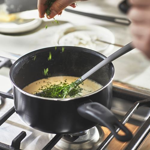 IKEA - HEMLAGAD, saucepan with lid, non-stick coating-black, 2 l
