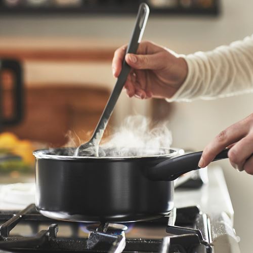 IKEA - HEMLAGAD, saucepan with lid, non-stick coating-black, 2 l