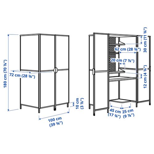 IKEA - BRANNBOLL, gaming station, light grey/white, 100x72x180 cm