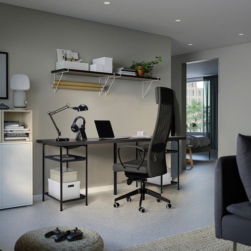 IKEA - LAGKAPTEN/SPAND, çalışma masası, venge-siyah, 200x60 cm