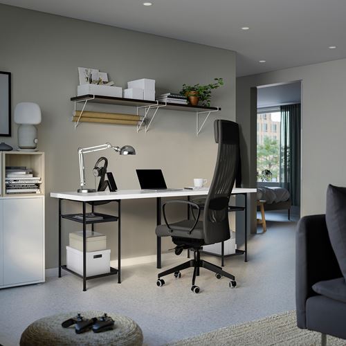 IKEA - LAGKAPTEN/SPAND, çalışma masası, beyaz-siyah, 200x60 cm