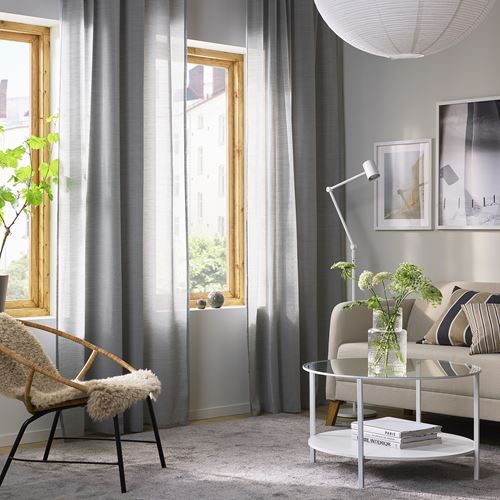 IKEA - HILJA, background curtain, 1 pair, grey, 145x300 cm