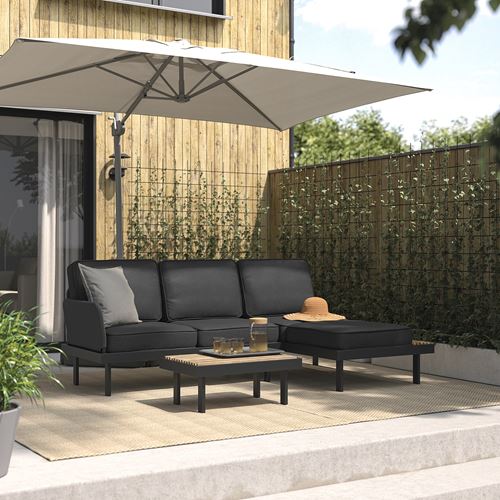 IKEA - REVSKAR, bahçe oturma grubu, antrasit