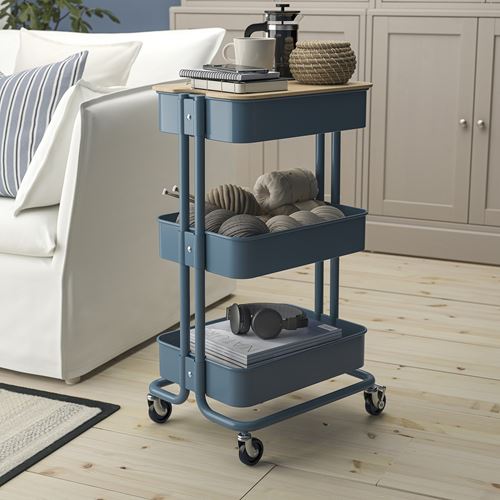 IKEA - RASKOG, trolley, grey/blue, 35x45x77 cm