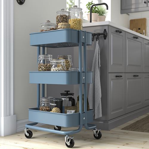 IKEA - RASKOG, trolley, grey/blue, 35x45x77 cm