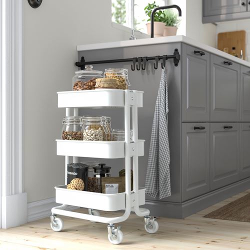 IKEA - RASKOG, trolley, white, 28x38x61 cm