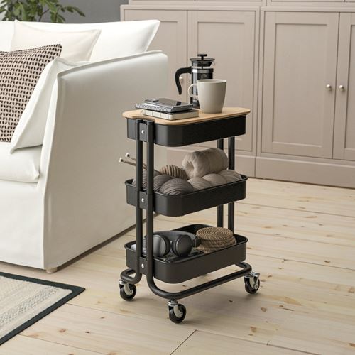 IKEA - RASKOG, trolley, black, 28x38x61 cm