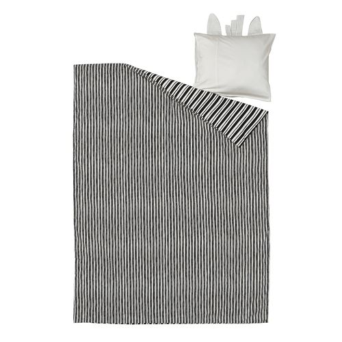 IKEA - NATTHAGER, çocuk nevresim takımı, siyah-beyaz, 150x200/50x60 cm