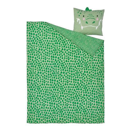 IKEA - NATTHAGER, çocuk nevresim takımı, yeşil, 150x200/50x60 cm