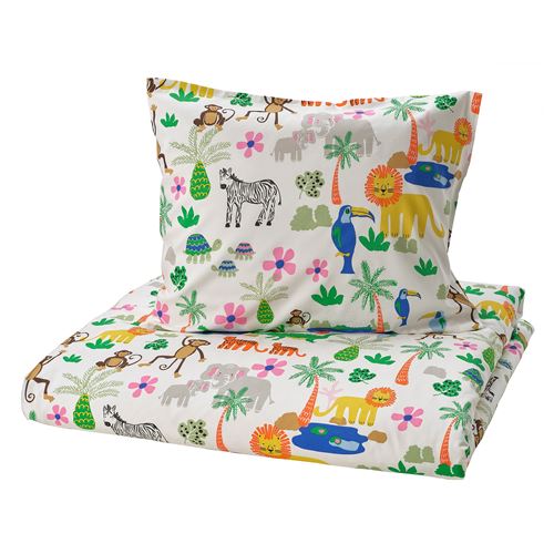 IKEA - NATTHAGER, kids' bedding set, multicolour, 150x200/50x60 cm