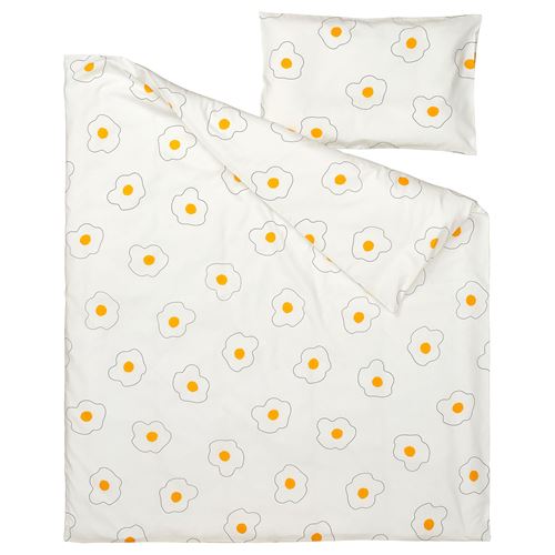 IKEA - ÖGONLOCKSMAL, bebek nevresim takımı, beyaz-sarı, 60x120 cm