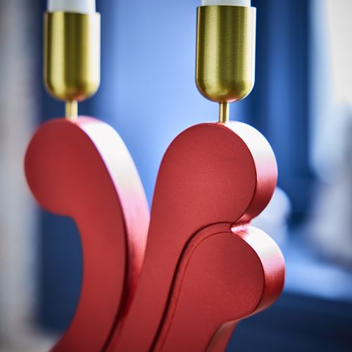 IKEA - VINTERFINT, candlestick, red, 29 cm