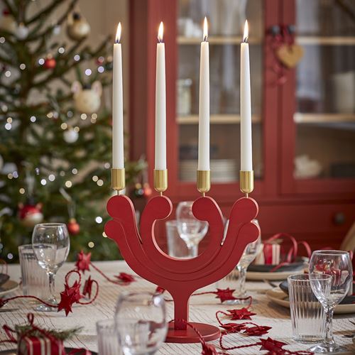 IKEA - VINTERFINT, candlestick, red, 29 cm