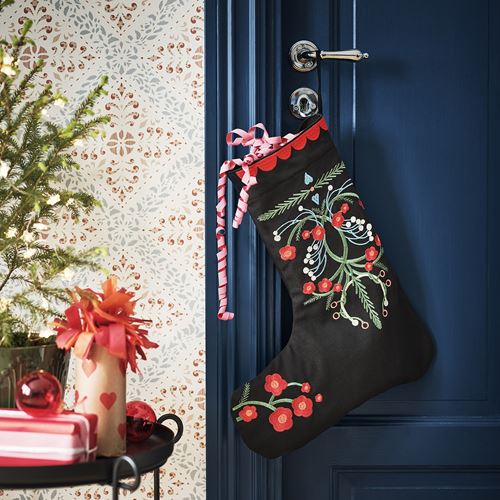 IKEA - VINTERFINT, christmas stocking, black, 45 cm