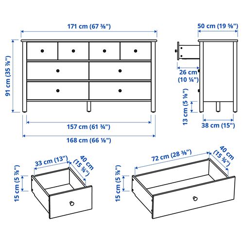 IKEA - STOREMOLLA, chest of 8 drawers, grey-brown, 171x50x91 cm