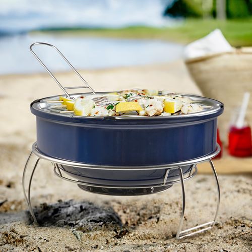 IKEA - STRANDÖN, taşınabilir kömürlü barbekü, mavi, 30 cm
