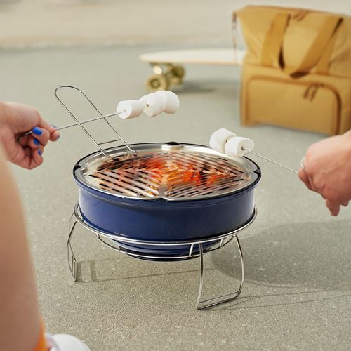 IKEA - STRANDÖN, taşınabilir kömürlü barbekü, mavi, 30 cm